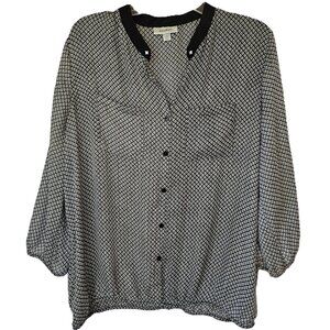 Dressbarn Black & White Diamond Print Blouse – Size XL